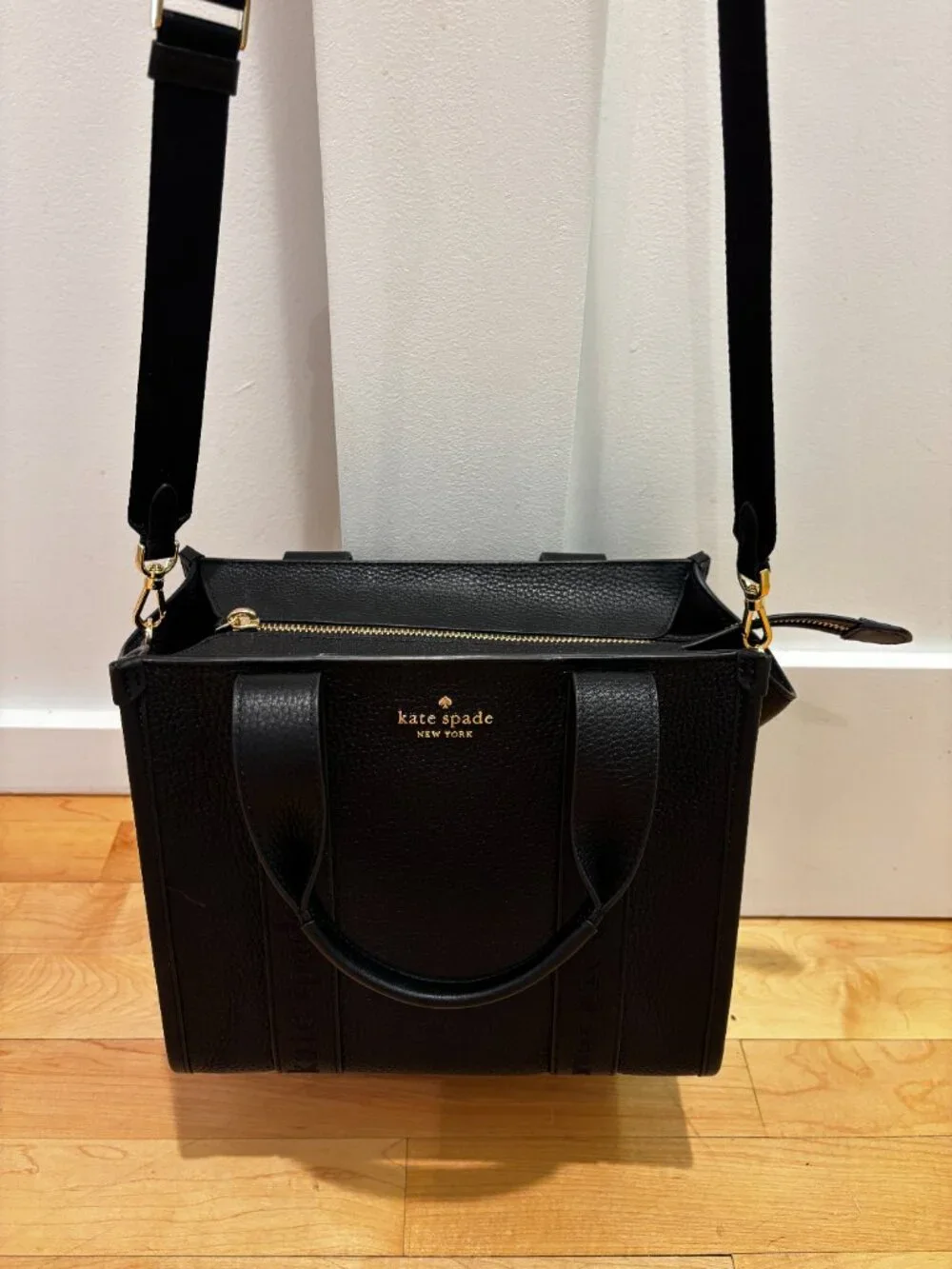 Kate Spade New York Kip Pebbled Black Leather Small Tote - Picture 8 of 11